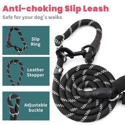 KIPRITII Nylon Dog Leash, Adjustable Slip Lead Dog Leash with Comfortable Padded Handle
