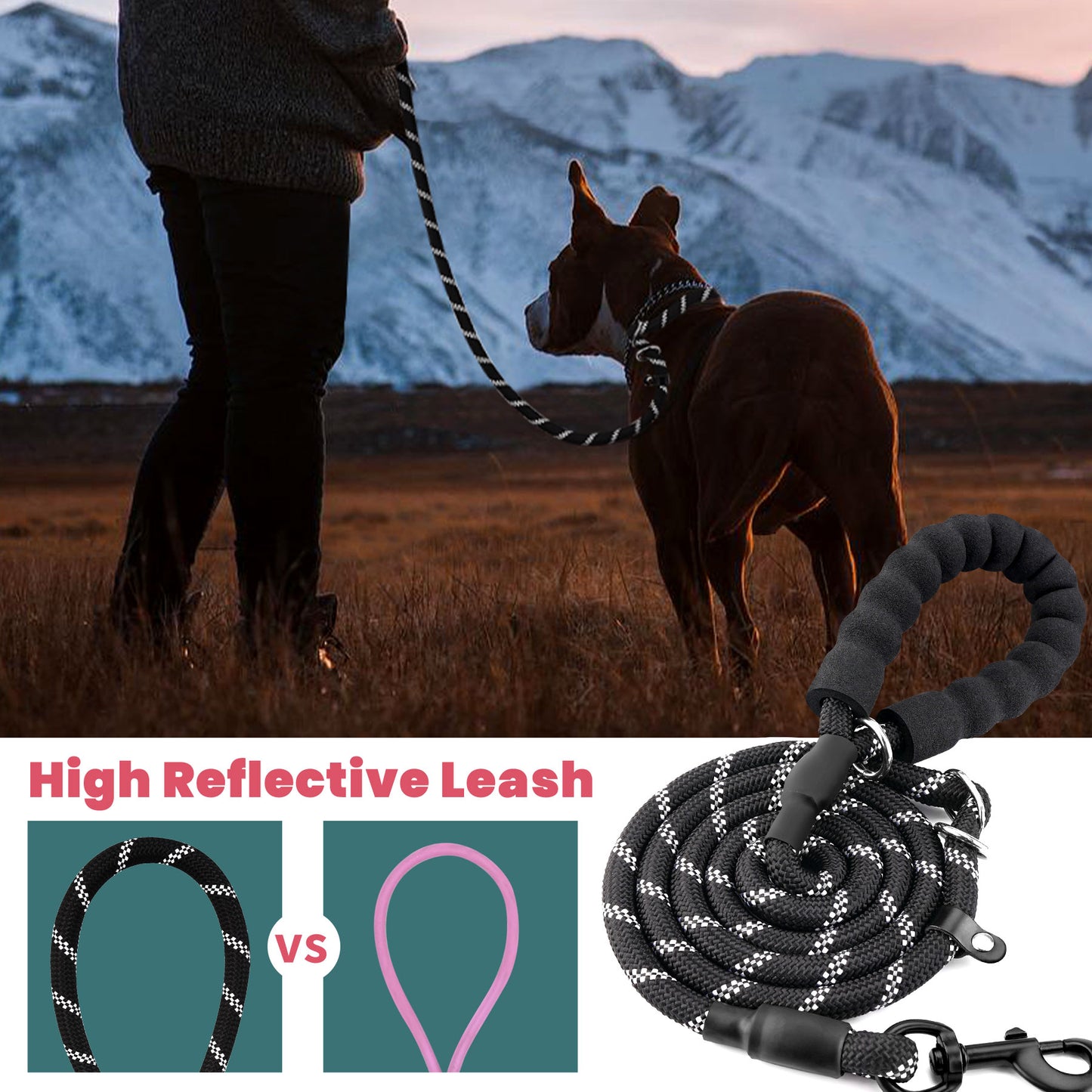 KIPRITII Nylon Dog Leash, Adjustable Slip Lead Dog Leash with Comfortable Padded Handle