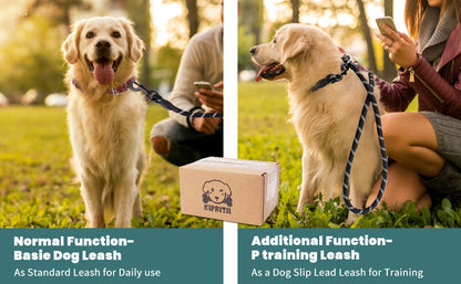 KIPRITII Nylon Dog Leash, Adjustable Slip Lead Dog Leash with Comfortable Padded Handle